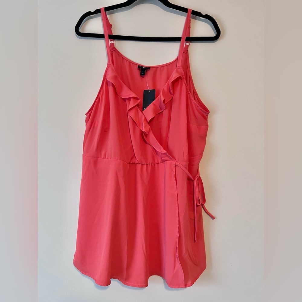 Torrid Vibrant Coral Ruffle Cami Blouse